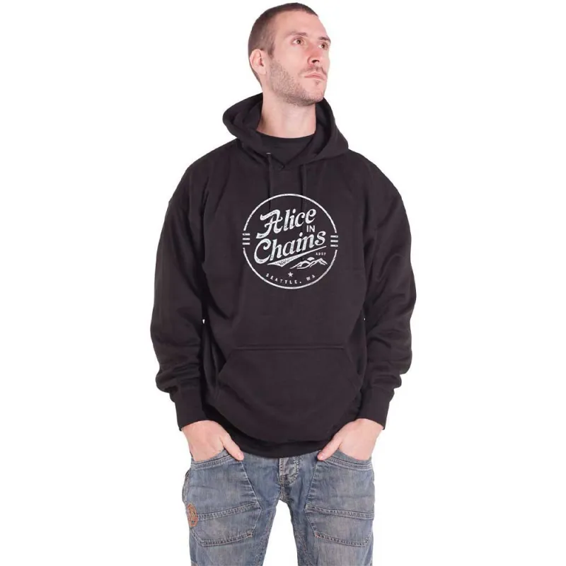 Alice In Chains Circle Emblem Pullover Hoodie made by Paradiso Clothing