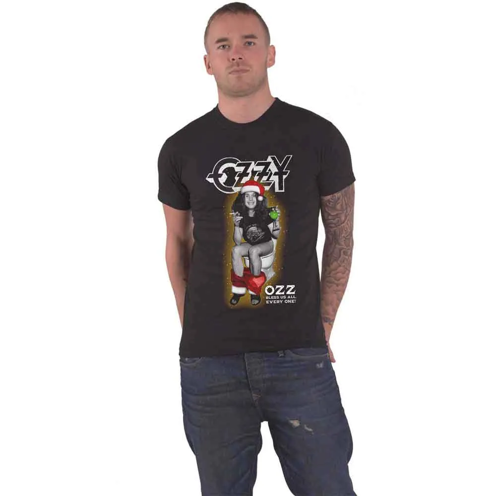 Ozzy Osbourne Ozz Bless Us All Christmas T Shirt sold by Paradiso Clothing