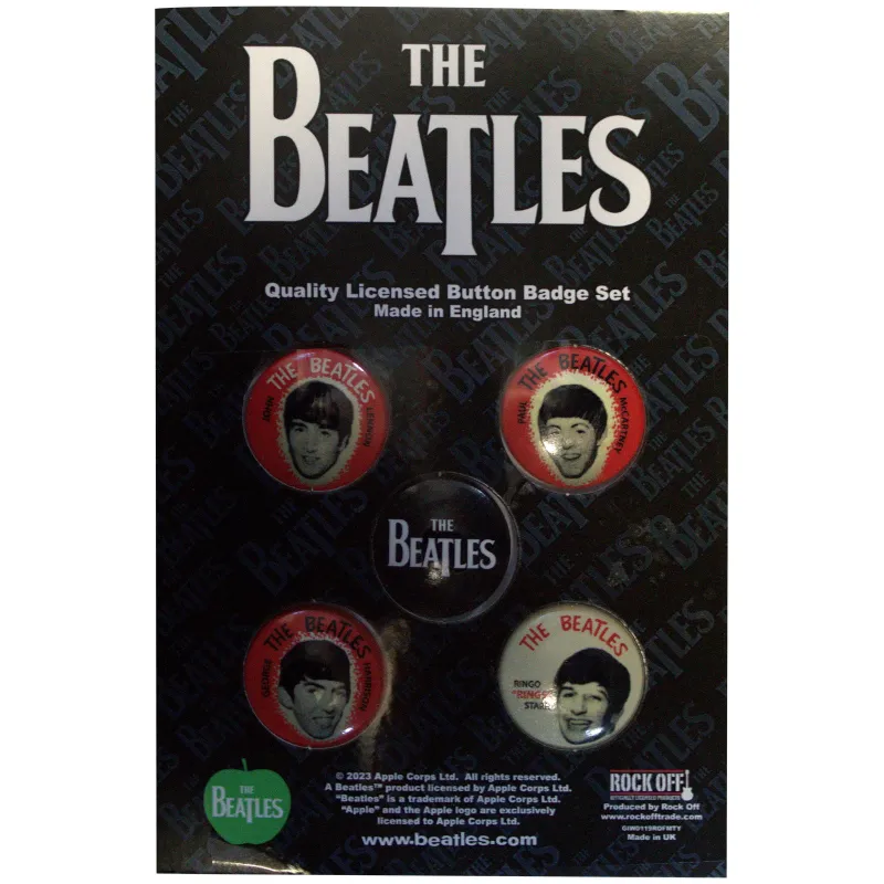 The Beatles Vintage Portraits 5 Pack Button Badge Pack sold by Paradiso Clothing