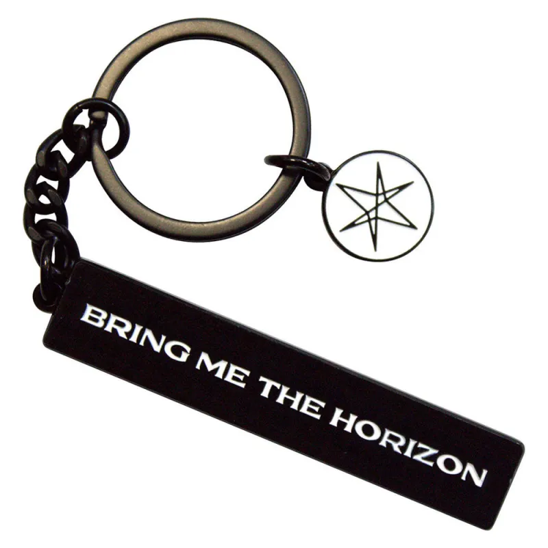 Bring Me The Horizon Text Logo 6 Point Star Charm Keyring Keychain sold by Paradiso Clothing
