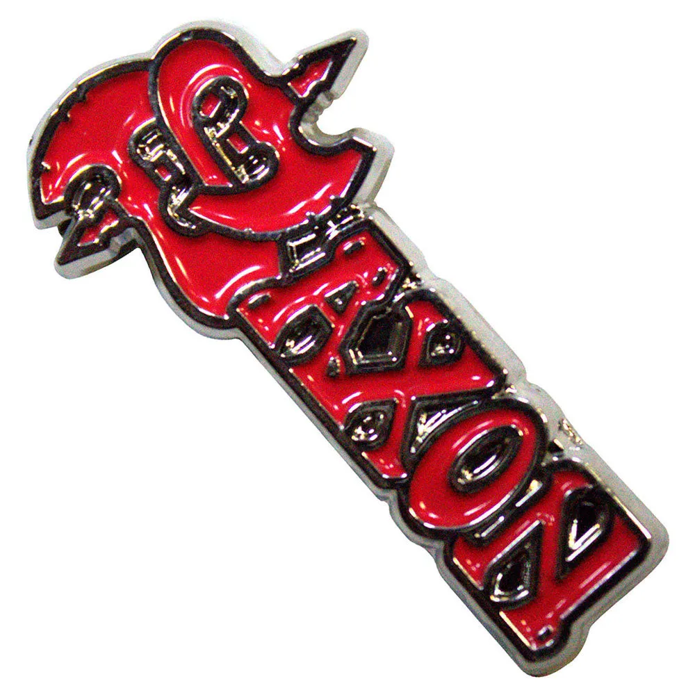 Saxon Red Band Logo Pin Badge sold by Paradiso Clothing