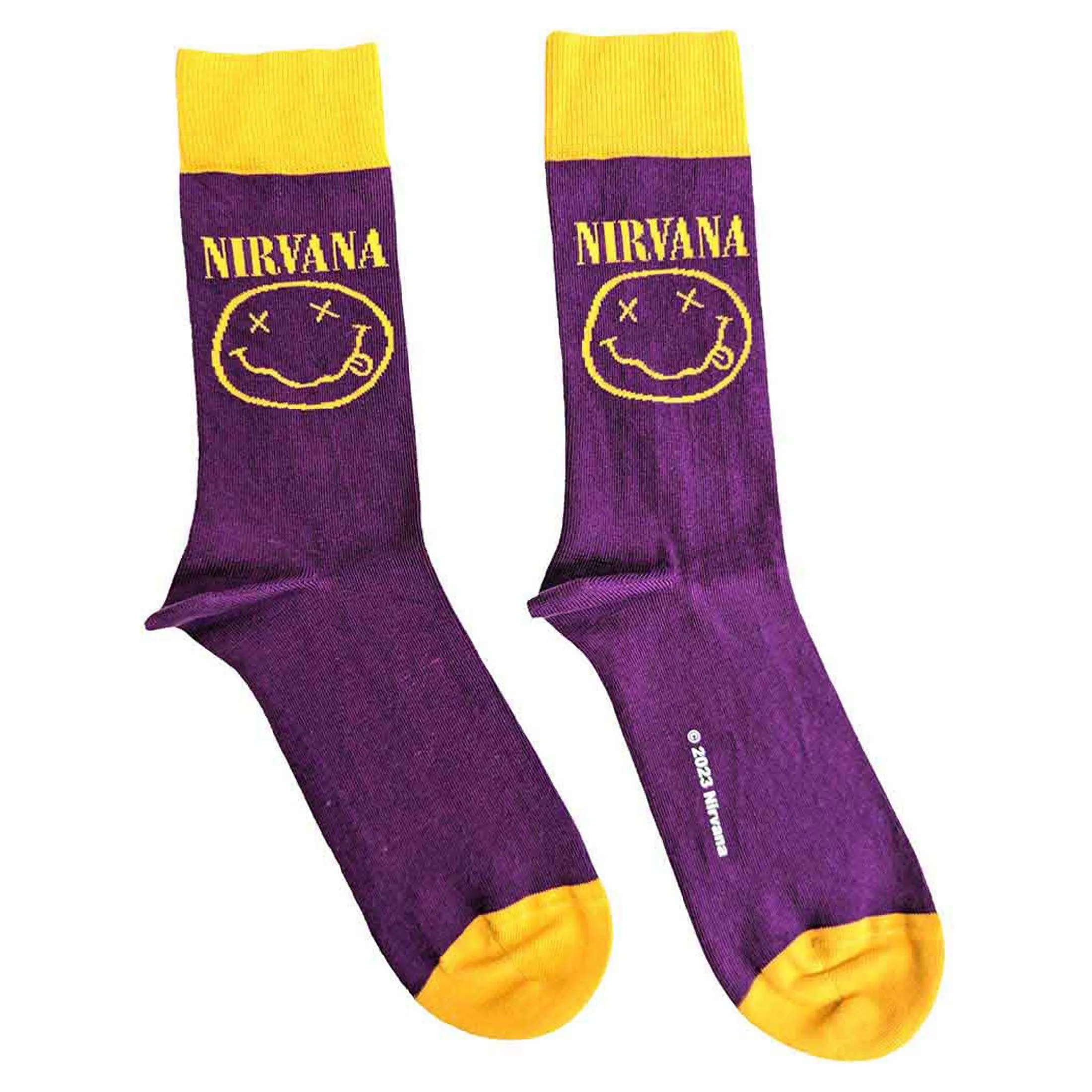 Nirvana Yellow Grunge Face Womens Ankle Socks sold by Paradiso Clothing