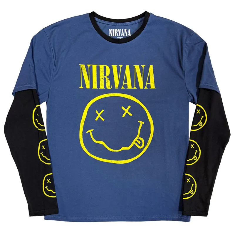 Nirvana Yellow Grunge Face Layered Long Sleeve T Shirt made by NIRVANA