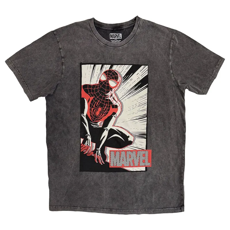 SpiderMan Crouch Cartoon Stone Wash T Shirt sold by Paradiso Clothing