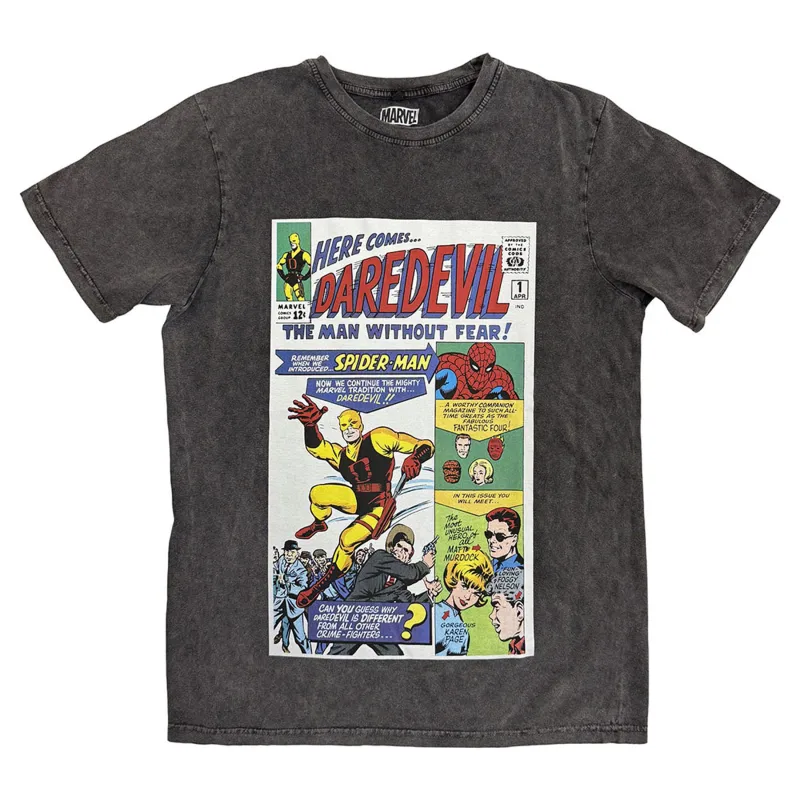 Marvel Comics Here Comes Daredevil Comic Stone Wash T Shirt sold by Paradiso Clothing