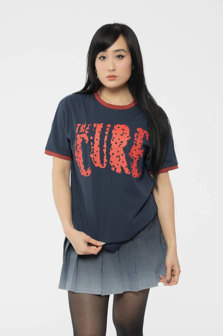The Cure Logo Ringer T Shirt sold by Paradiso Clothing