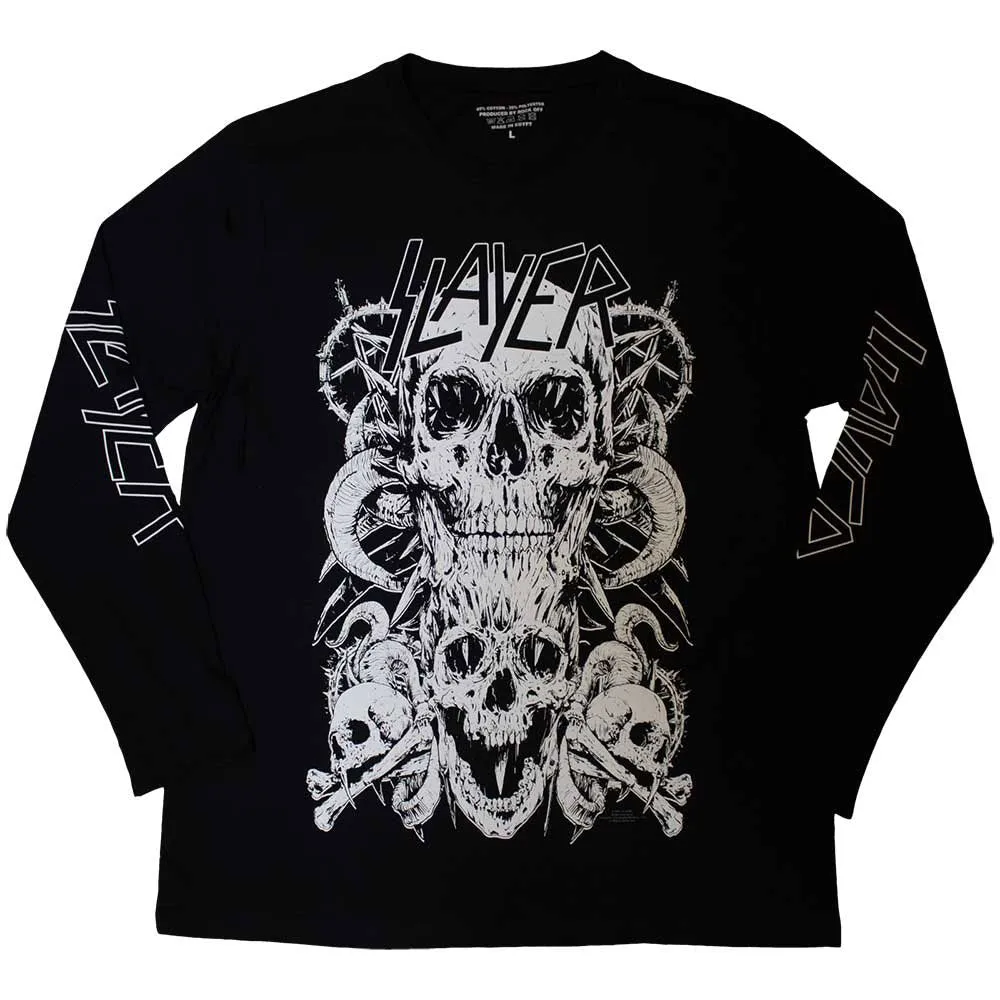Slayer Skulls Band Logo Long Sleeve T Shirt sold by Paradiso Clothing