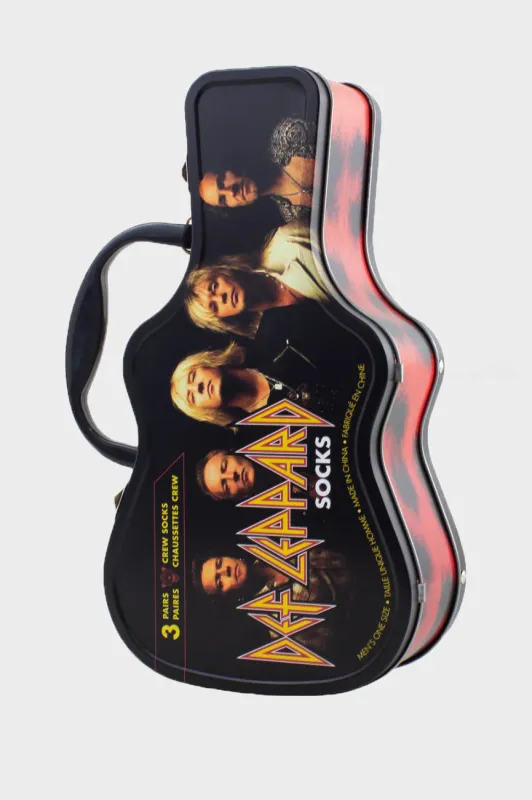 Def Leppard Sock Set 3 Pack In Guitar Shaped Tin made by Def Leppard