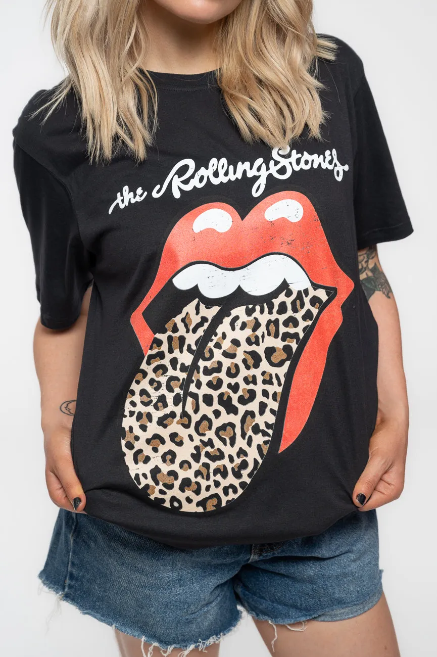 The Rolling Stones Leopard Print Tongue Boyfriend Fit T Shirt sold by Paradiso Clothing product image thumbnail 3
