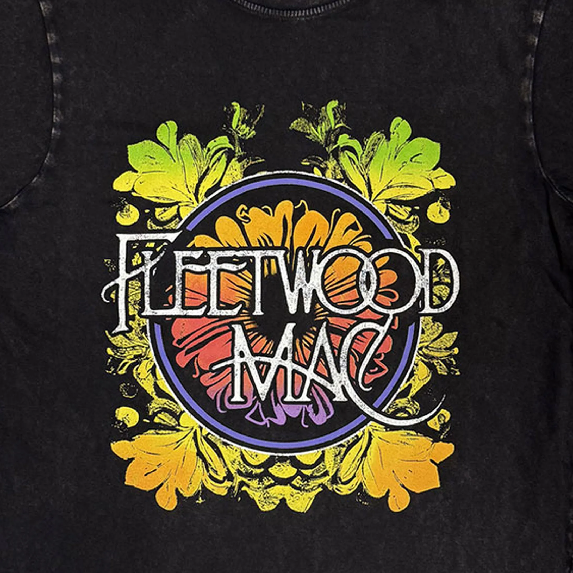 Fleetwood Mac Circle Floral Logo Stone Wash T Shirt sold by Paradiso Clothing product image thumbnail 2