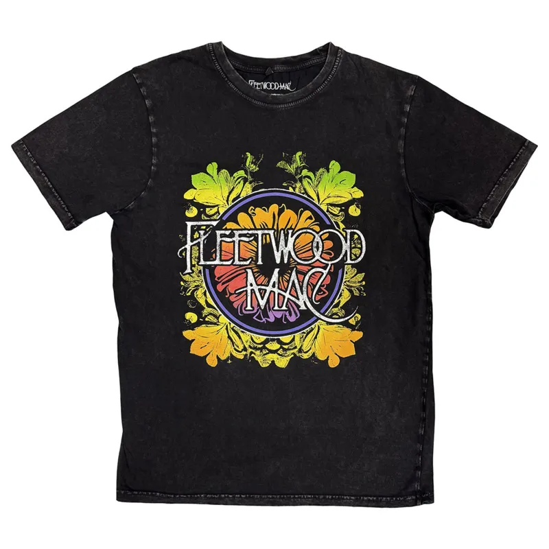 Fleetwood Mac Circle Floral Logo Stone Wash T Shirt sold by Paradiso Clothing