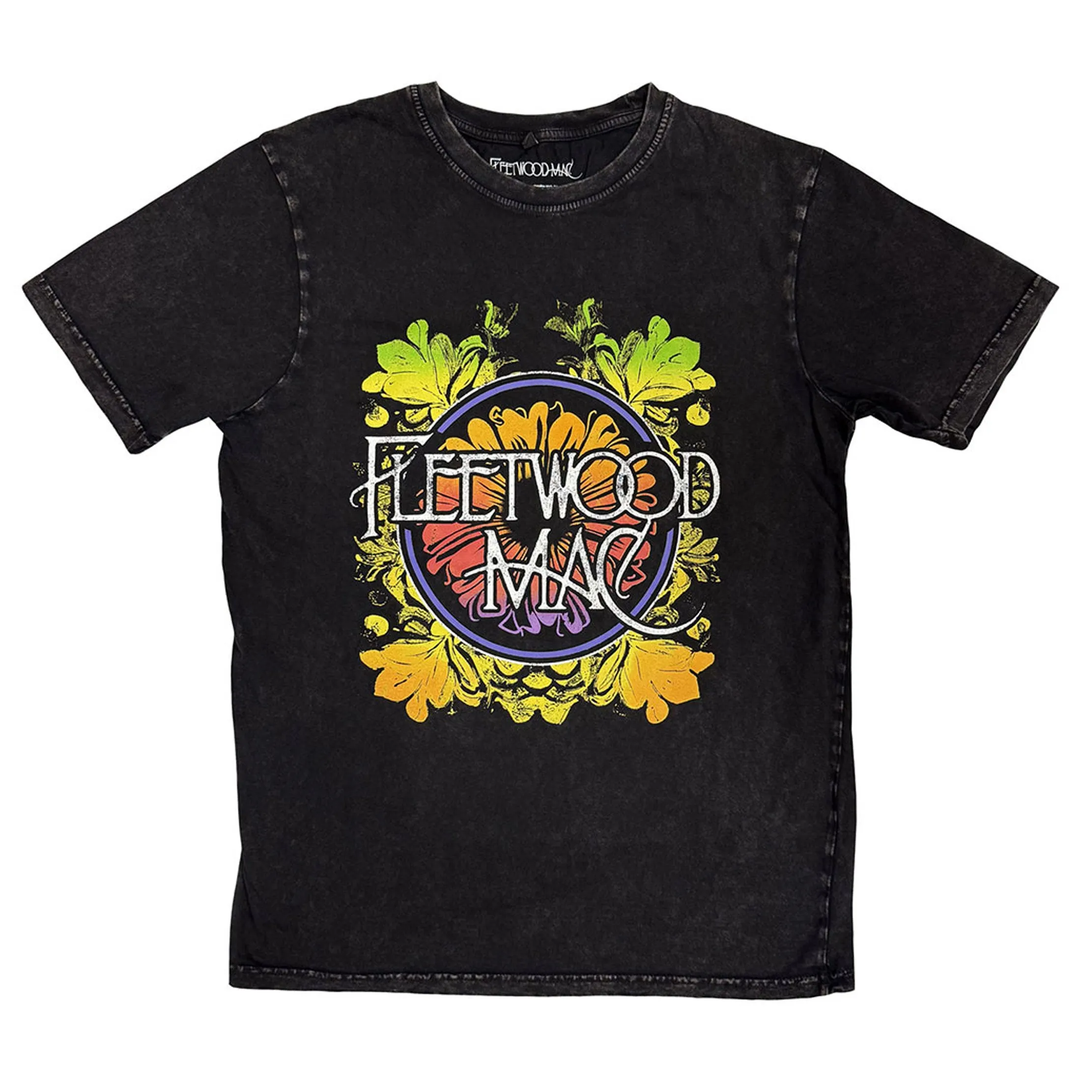 Fleetwood Mac Circle Floral Logo Stone Wash T Shirt sold by Paradiso Clothing