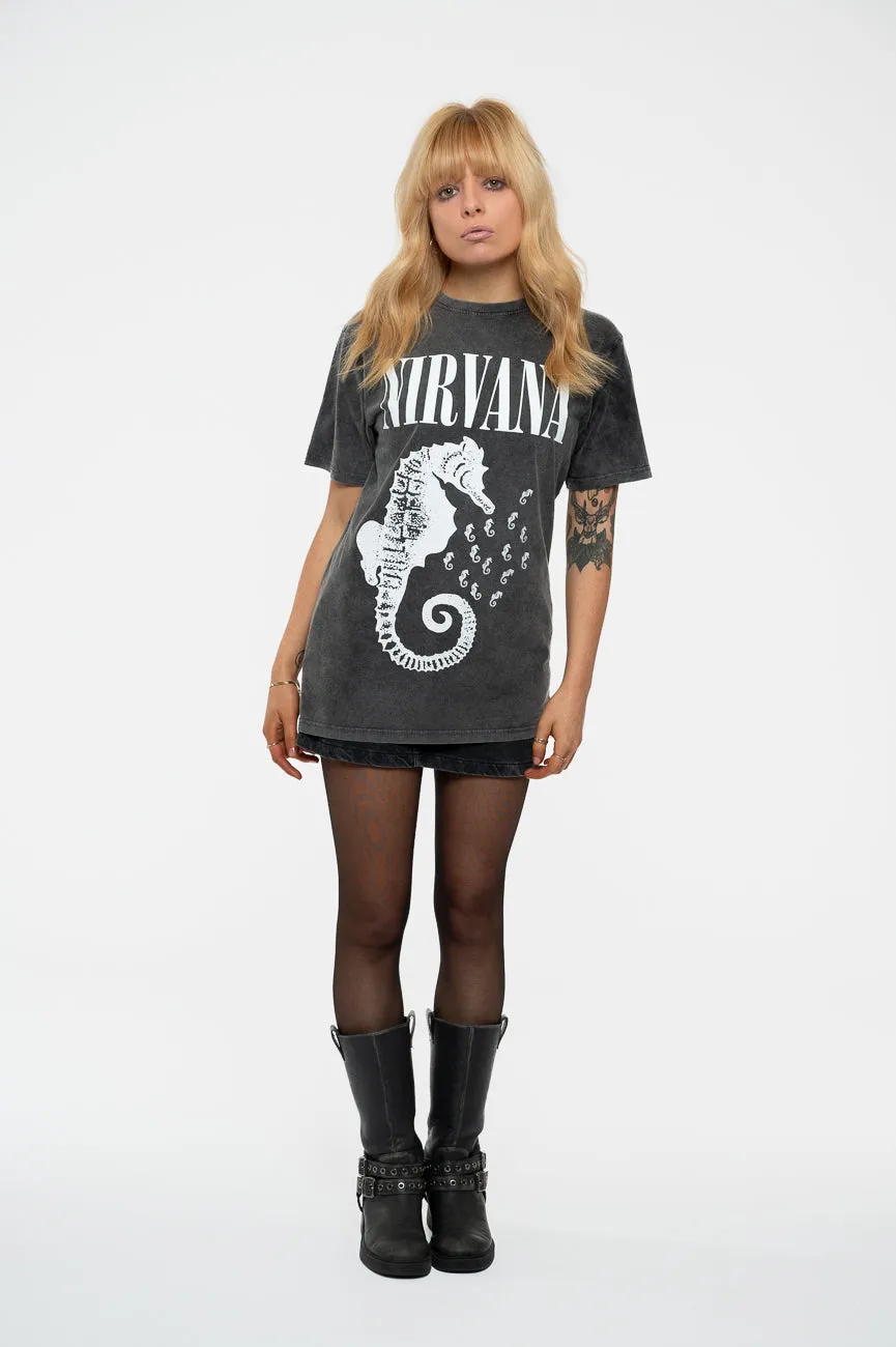 Nirvana Seahorse Mono Limited Edition 999 Only Premium Wash T Shirt sold by Paradiso Clothing product image thumbnail 2