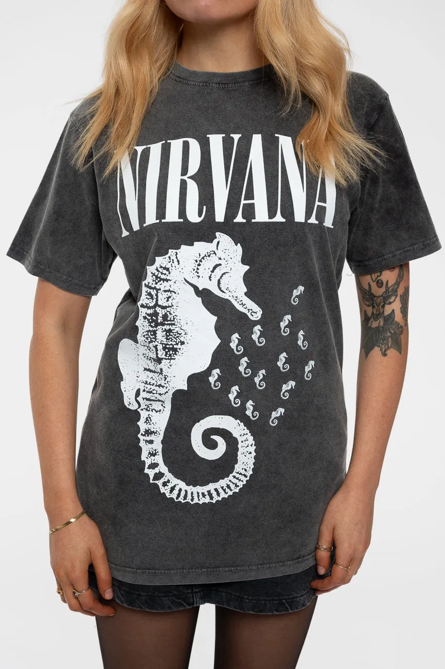Nirvana Seahorse Mono Limited Edition 999 Only Premium Wash T Shirt sold by Paradiso Clothing product image thumbnail 3