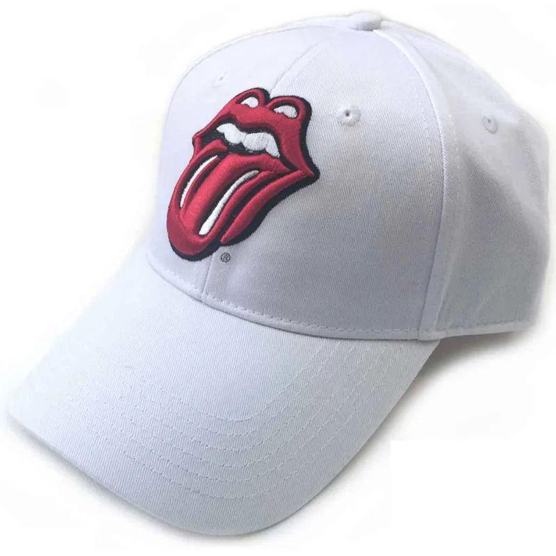 The Rolling Stones Classic Tongue Band Logo White Strapback sold by Paradiso Clothing