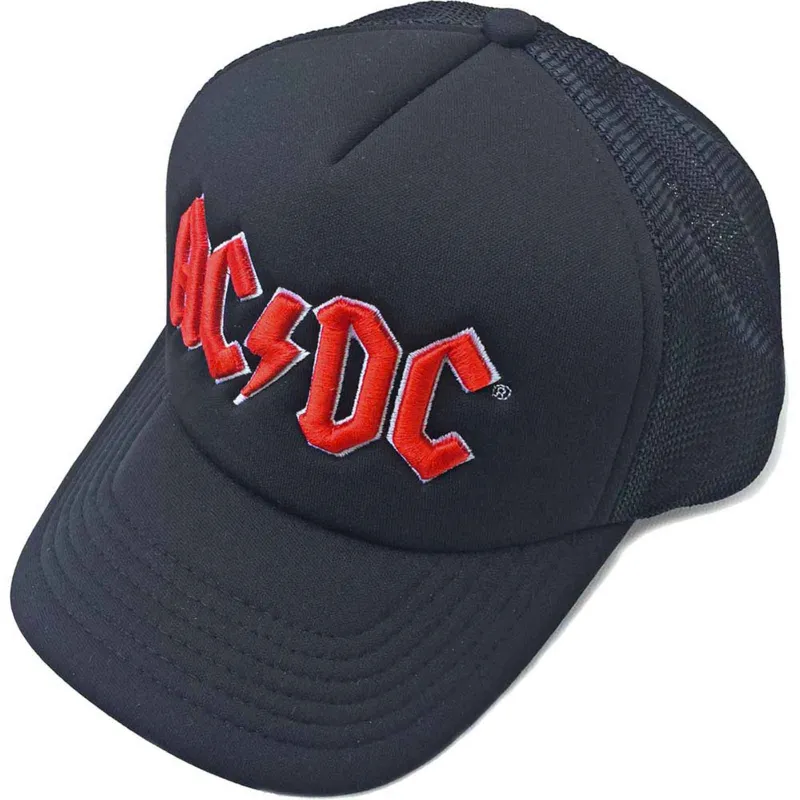 AC/DC classic Red Band Logo Trucker Baseball Cap sold by Paradiso Clothing