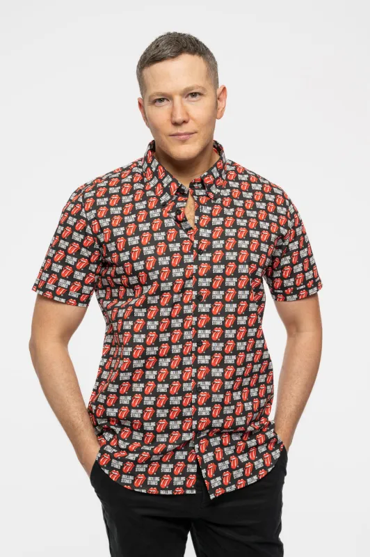 The Rolling Stones Tongue Repeat Casual Shirt made by the Rolling Stones