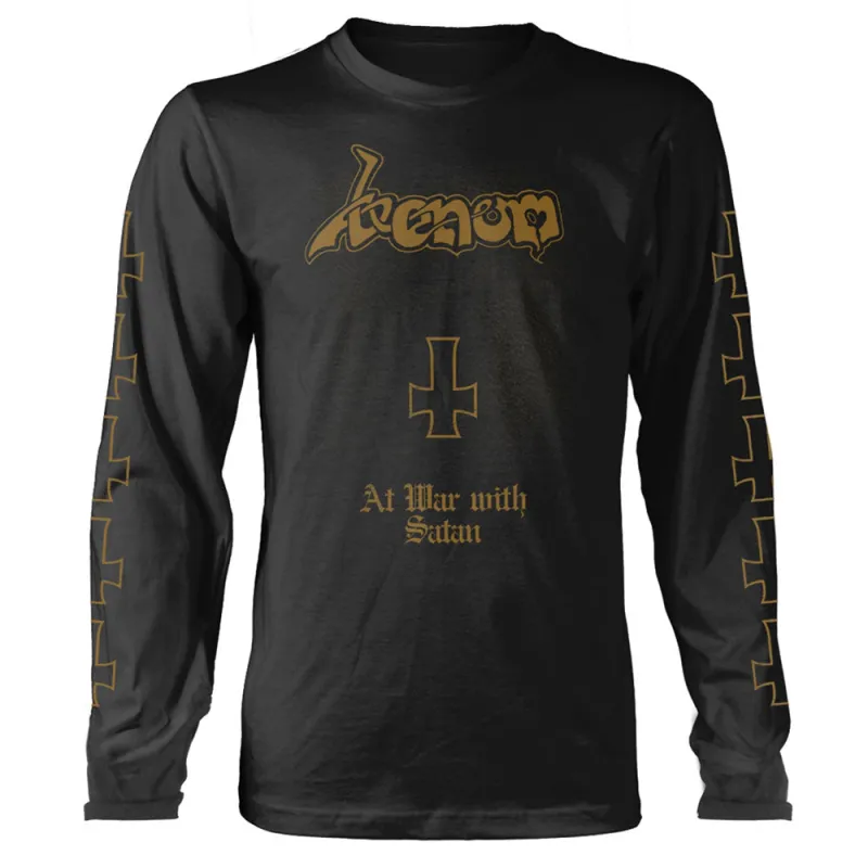 Venom At War With Satan Gold Logo Long Sleeve T Shirt sold by Paradiso Clothing