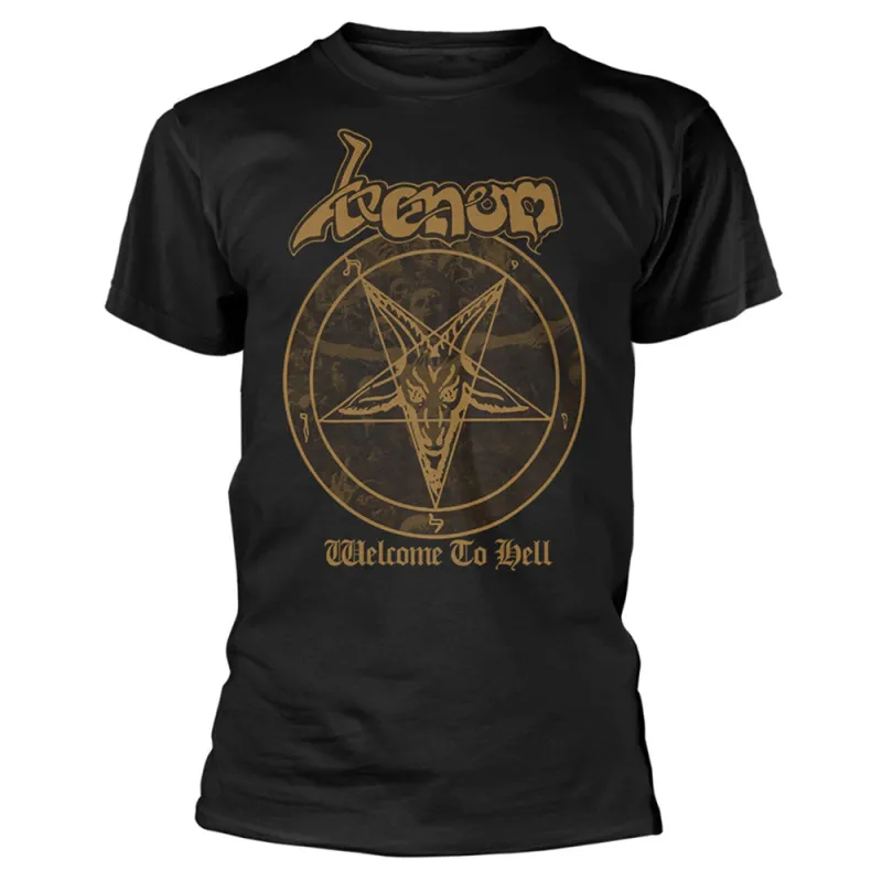 Venom Welcome To Hell Gold Logo T Shirt made by Paradiso Clothing