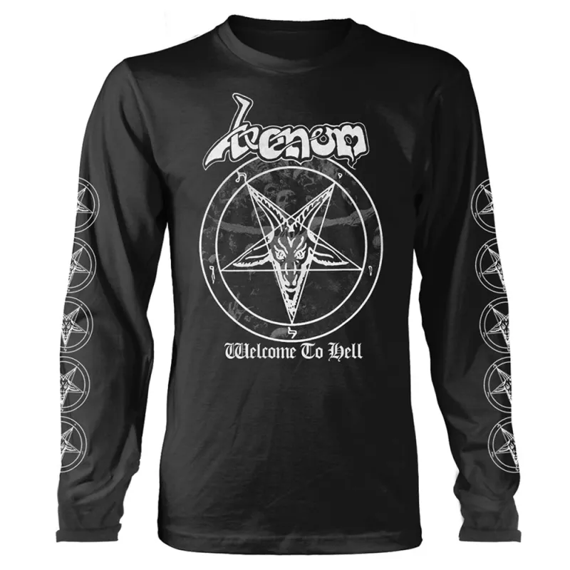 Venom Welcome To Hell White Logo Long Sleeve T Shirt sold by Paradiso Clothing
