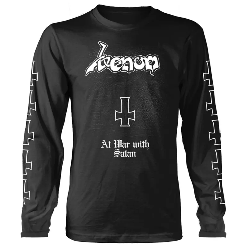 Venom At War With Satan White Logo Long Sleeve T Shirt sold by Paradiso Clothing