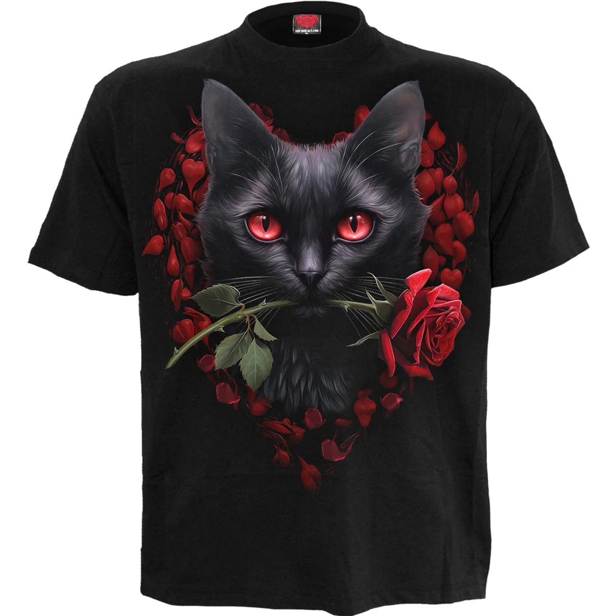 Spiral - CAT'S LOVE - Front Print T-Shirt Black sold by Paradiso Clothing