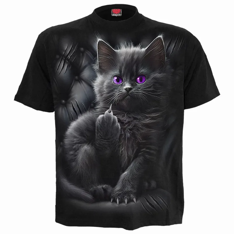 Spiral - CATTITUDE - Front Print T-Shirt Black sold by Paradiso Clothing