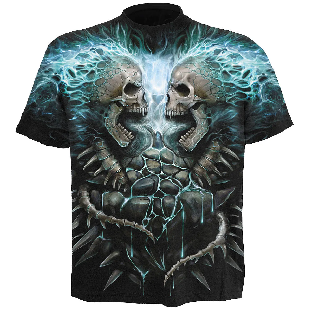 Spiral - FLAMING SPINE - Allover T-Shirt Black sold by Paradiso Clothing
