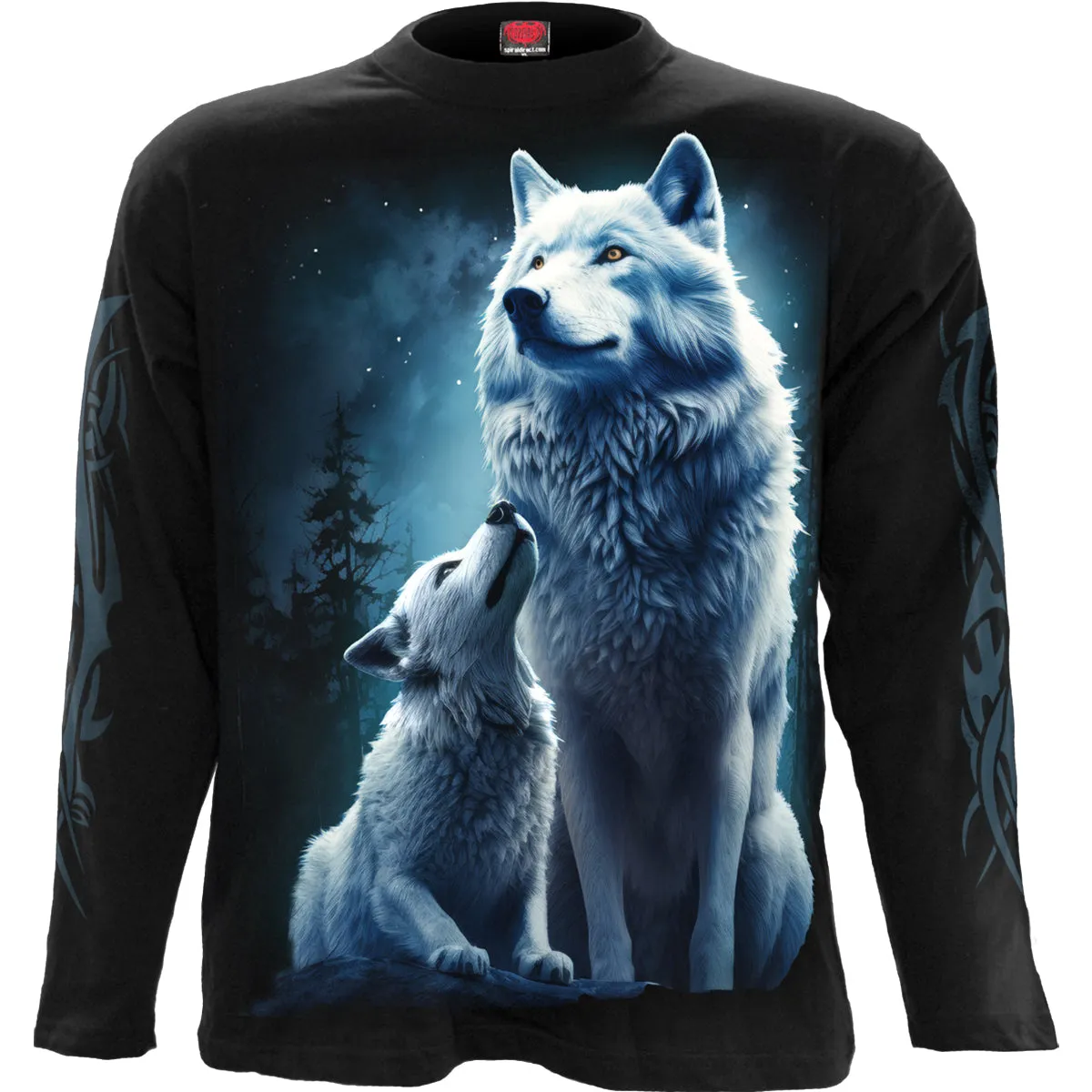 Spiral - WOLF GUARDIAN - Longsleeve T-Shirt Black sold by Paradiso Clothing