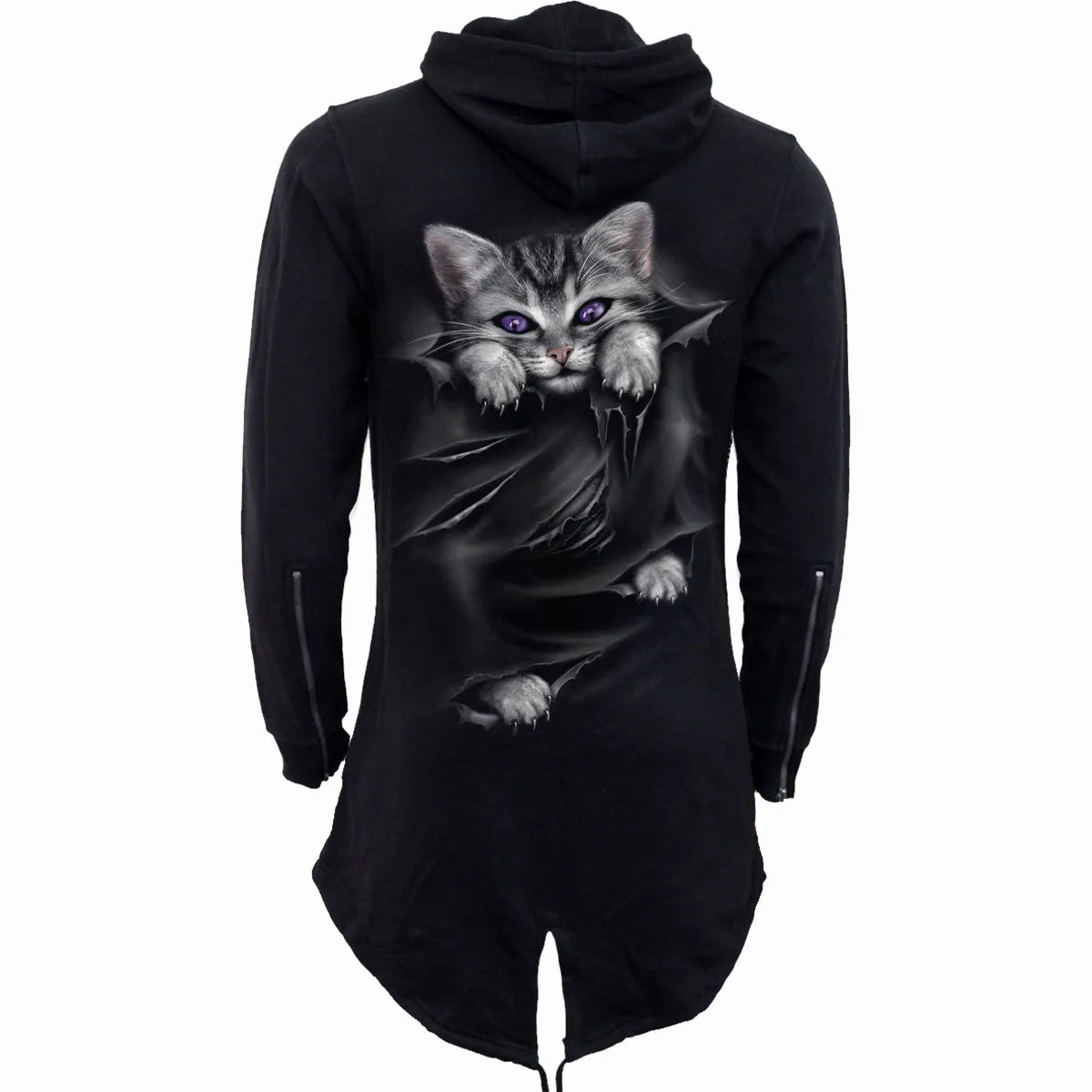 Spiral - POCKET KITTEN - Ladies Fish Tail Full Zip Hoody - Zip Sleeve sold by Paradiso Clothing product image thumbnail 2