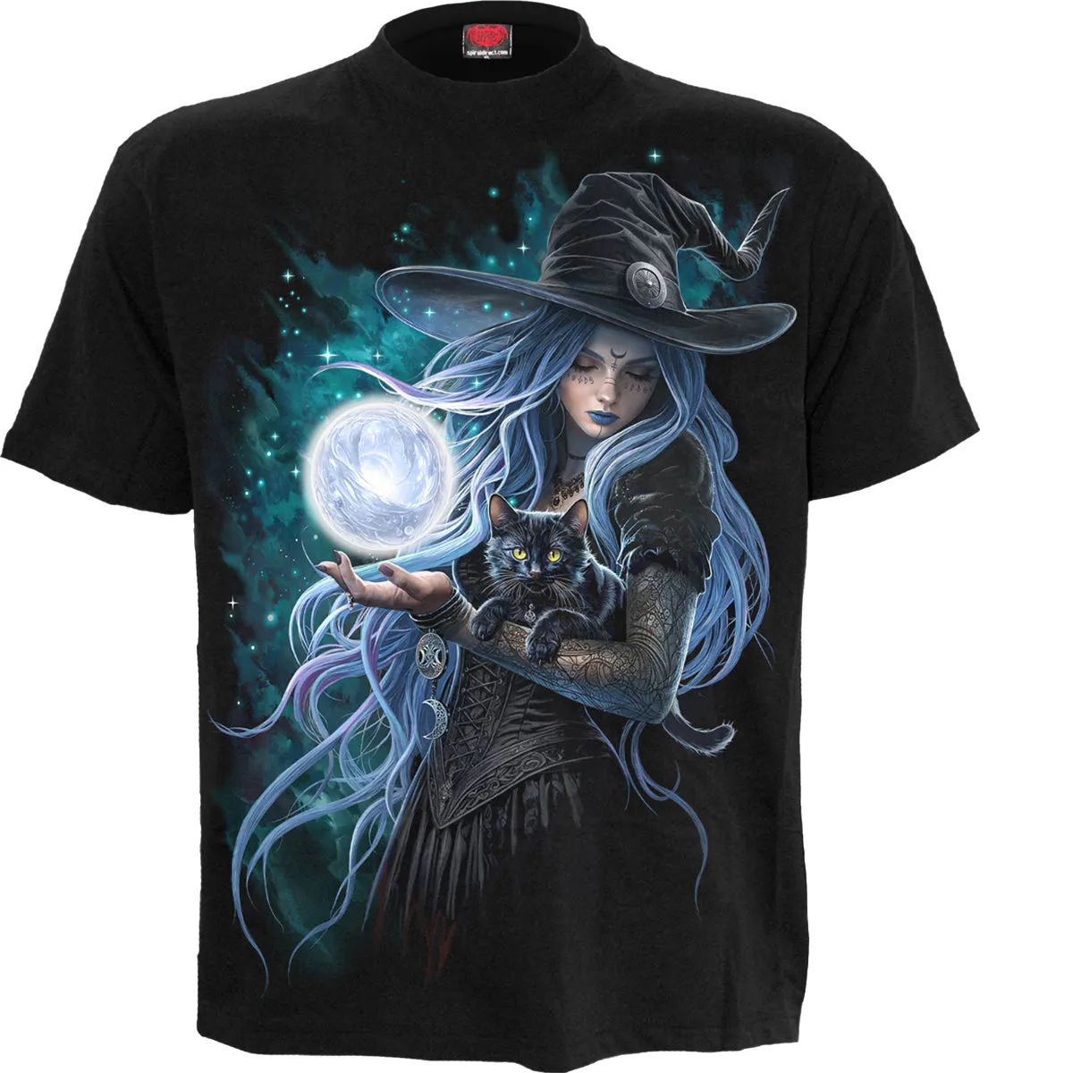 Spiral - MYSTIC MOON - Front Print T-Shirt Black sold by Paradiso Clothing