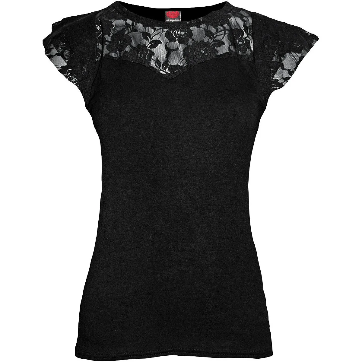 Spiral - Lace Layered Cap Sleeve Top Black sold by Paradiso Clothing