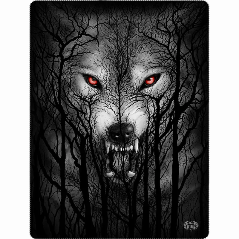 Spiral - FOREST WOLF - Fleece Blanket with Double Sided Print made by Paradiso Clothing