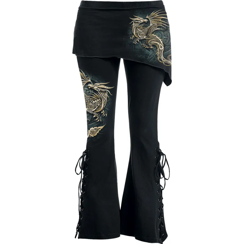 Spiral - CELTIC DRAGON - 2in1 Boot-Cut Leggings with Micro Slant Skirt made by Paradiso Clothing