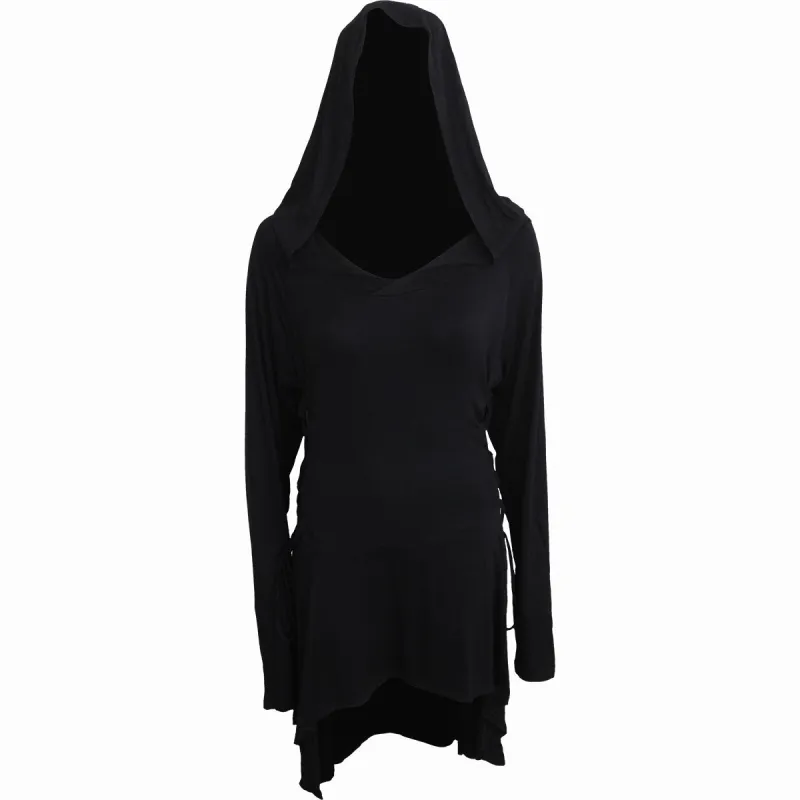 Spiral - Black Widow Gothic Hooded Dress made by Paradiso Clothing