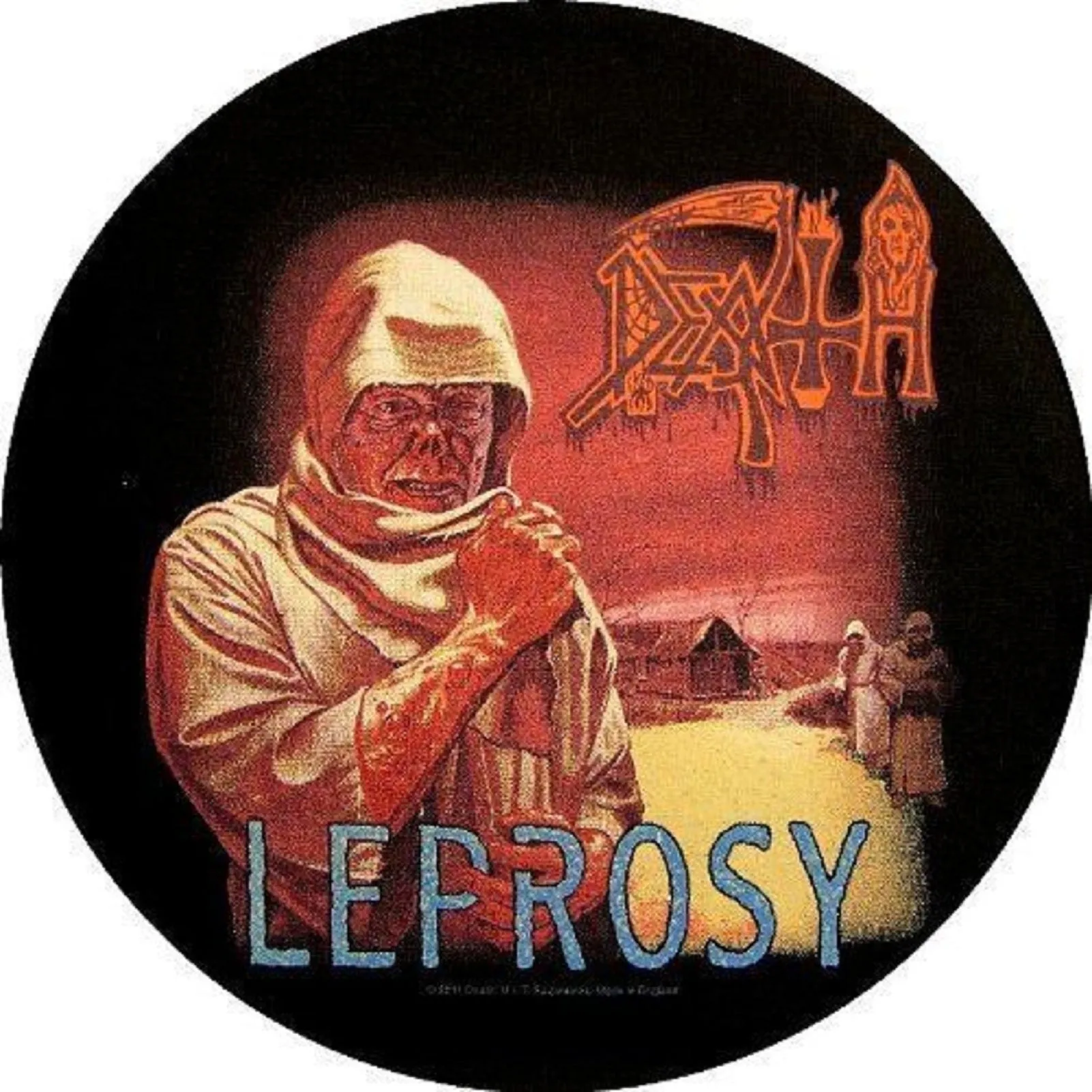 Death Leprosy Band Logo Circular Back Patch sold by Paradiso Clothing