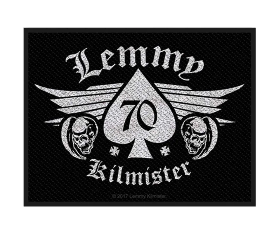 Motorhead Patch Lemmy Kilmister 70 Official New Black Cotton Sew On 7cm x 10cm sold by Paradiso Clothing