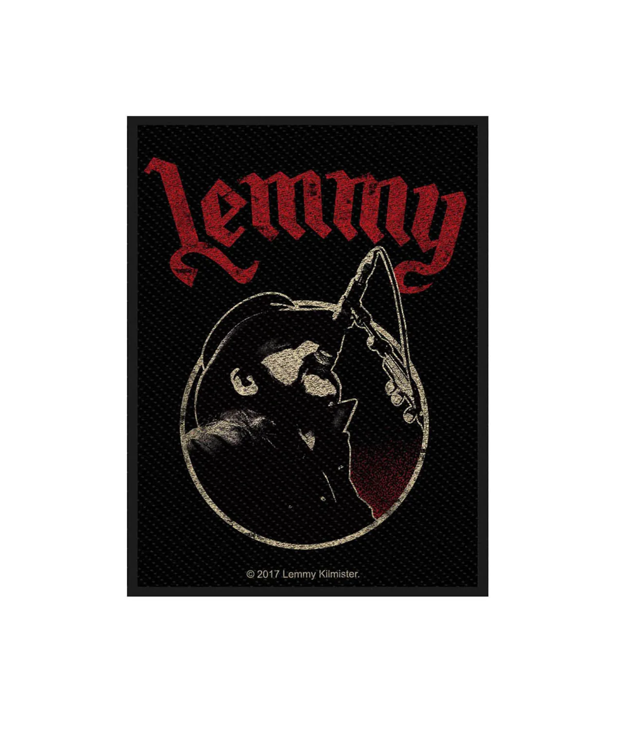 Motorhead Patch Lemmy Microphone Pose Official Black Cotton Sew On 10cm x 7cm sold by Paradiso Clothing