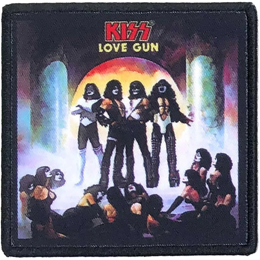 Kiss Patch Love Gun Album Cover Band Logo new Official Black Printed Iron On sold by Paradiso Clothing