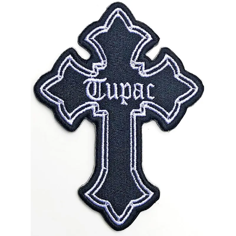 2pac Tupac Patch Cross Logo new Official Black Embroidered woven iron on sold by Paradiso Clothing
