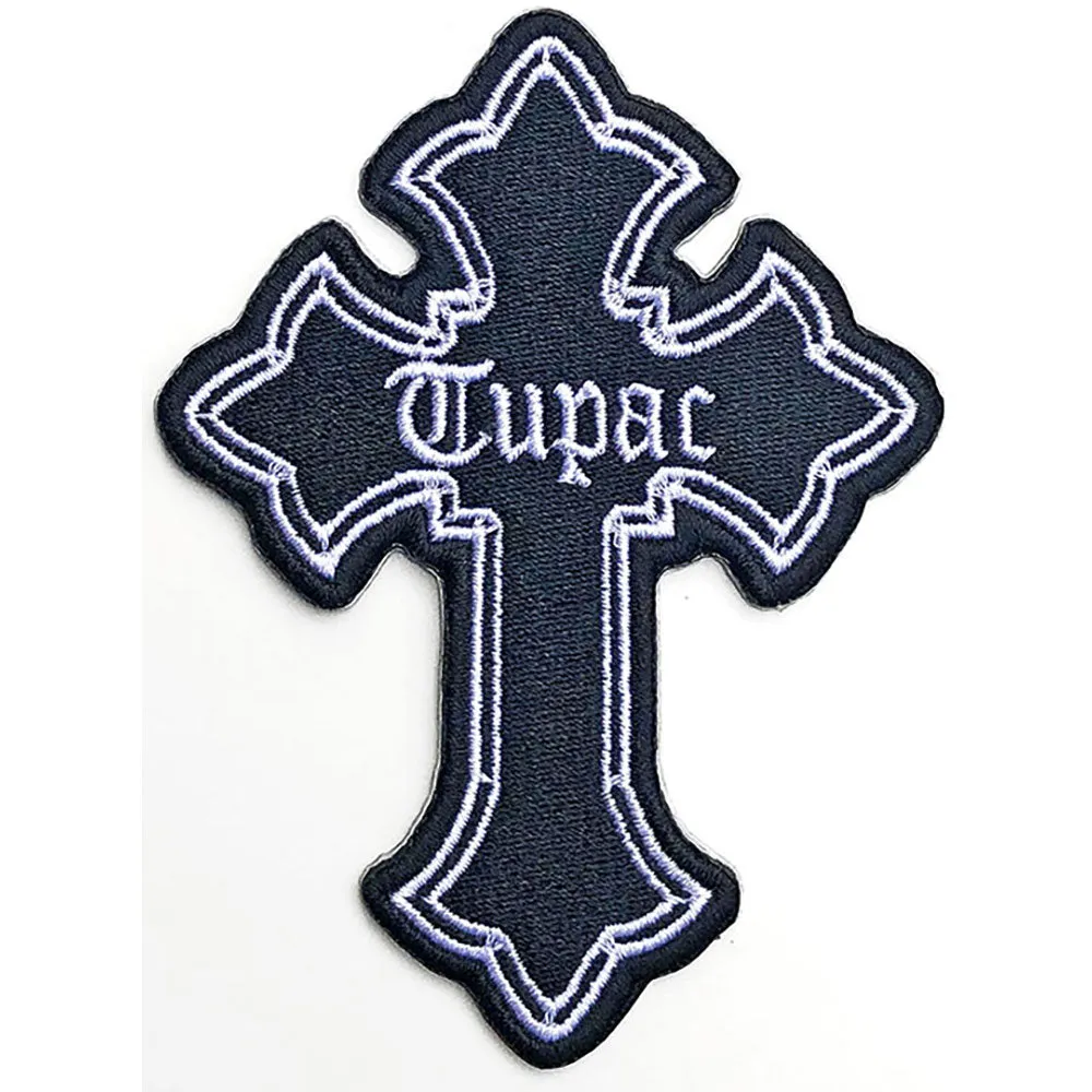 2pac Tupac Patch Cross Logo new Official Black Embroidered woven iron on sold by Paradiso Clothing