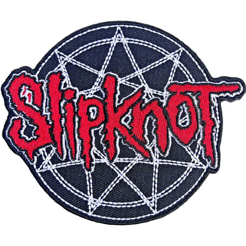 Slipknot Red Logo Over Nonogram Woven Patch sold by Paradiso Clothing