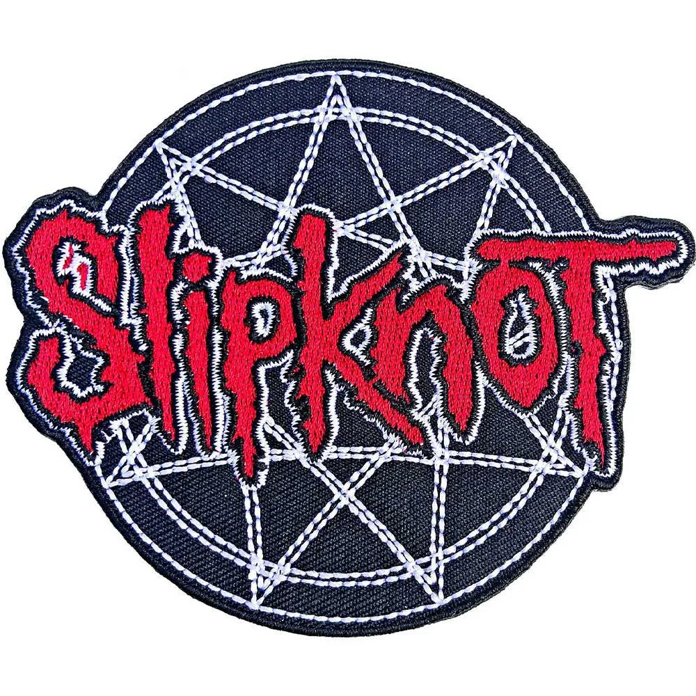 Slipknot Red Logo Over Nonogram Woven Patch sold by Paradiso Clothing