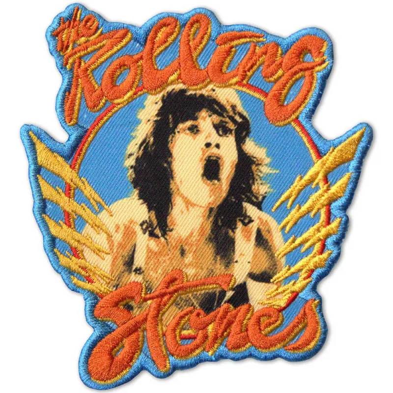 The Rolling Stones Mick And Orange Band Logo Standard Patch sold by Paradiso Clothing