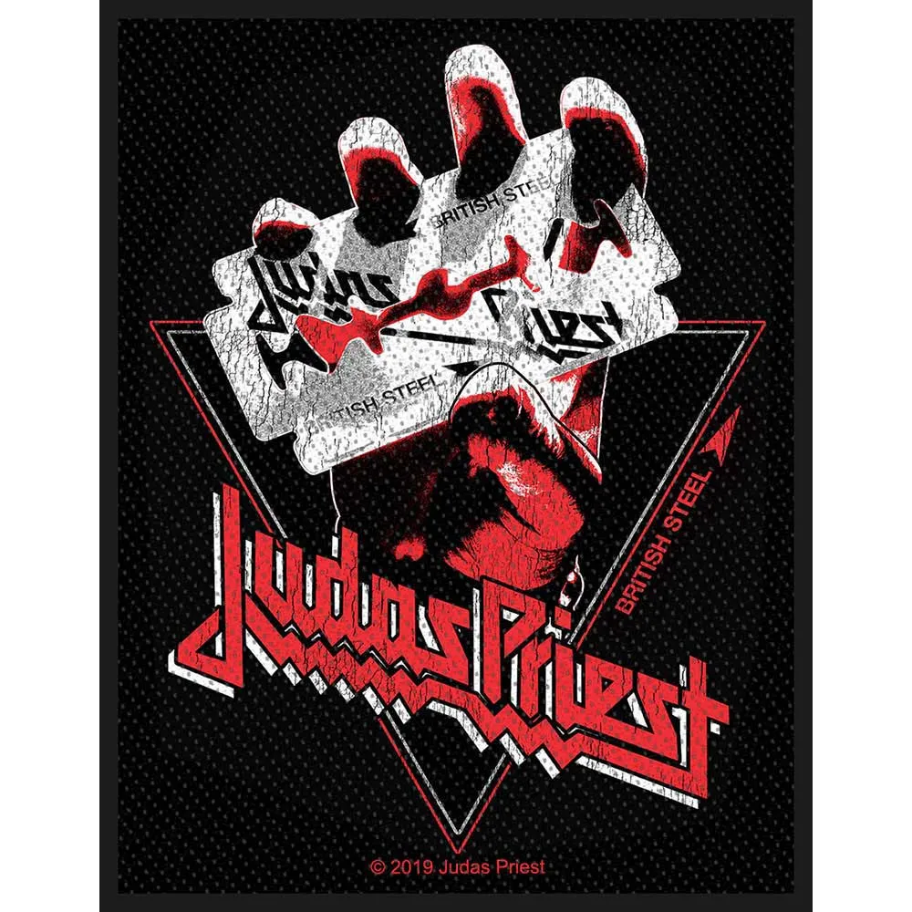 Judas Priest Standard Patch British Steel Vintage new Official Black sold by Paradiso Clothing
