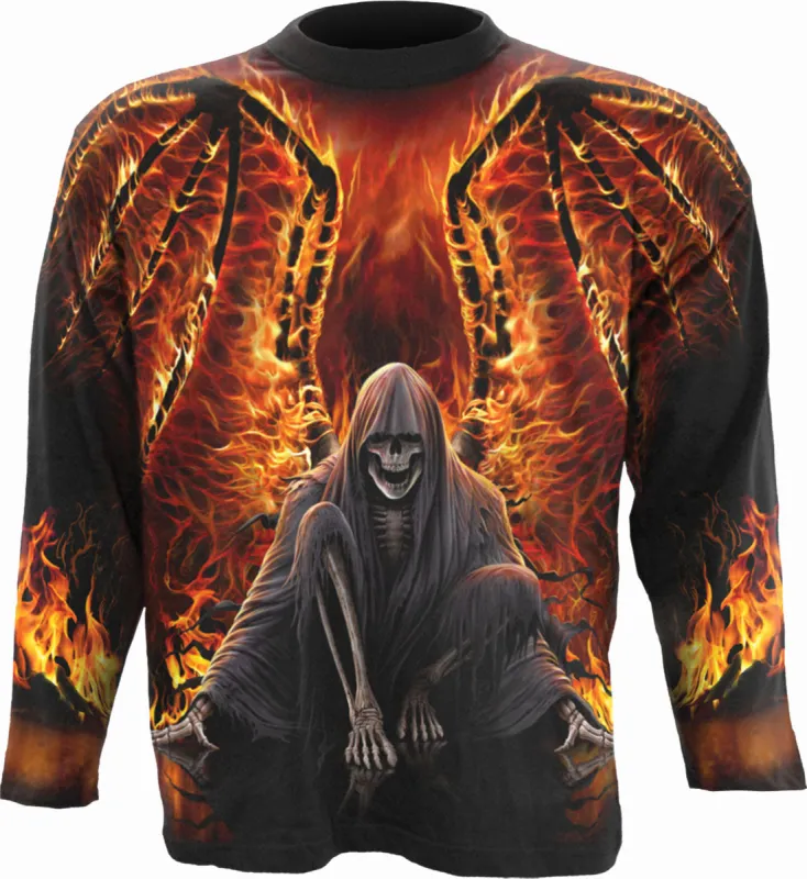 Spiral - FLAMING DEATH - Allover Longsleeve T-Shirt Black sold by Paradiso Clothing