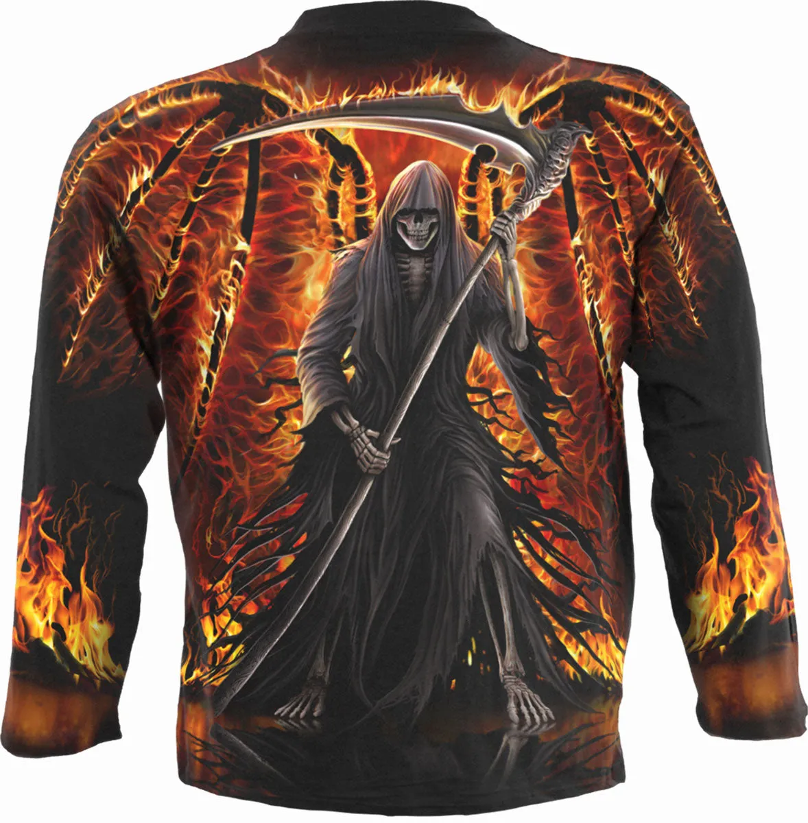 Spiral - FLAMING DEATH - Allover Longsleeve T-Shirt Black sold by Paradiso Clothing product image thumbnail 2