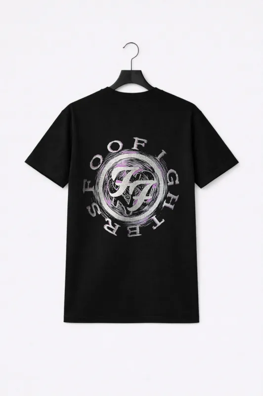Foo Fighters Wheel Band Logo Shadow Premium Carbon Finish T Shirt made by Paradiso Clothing