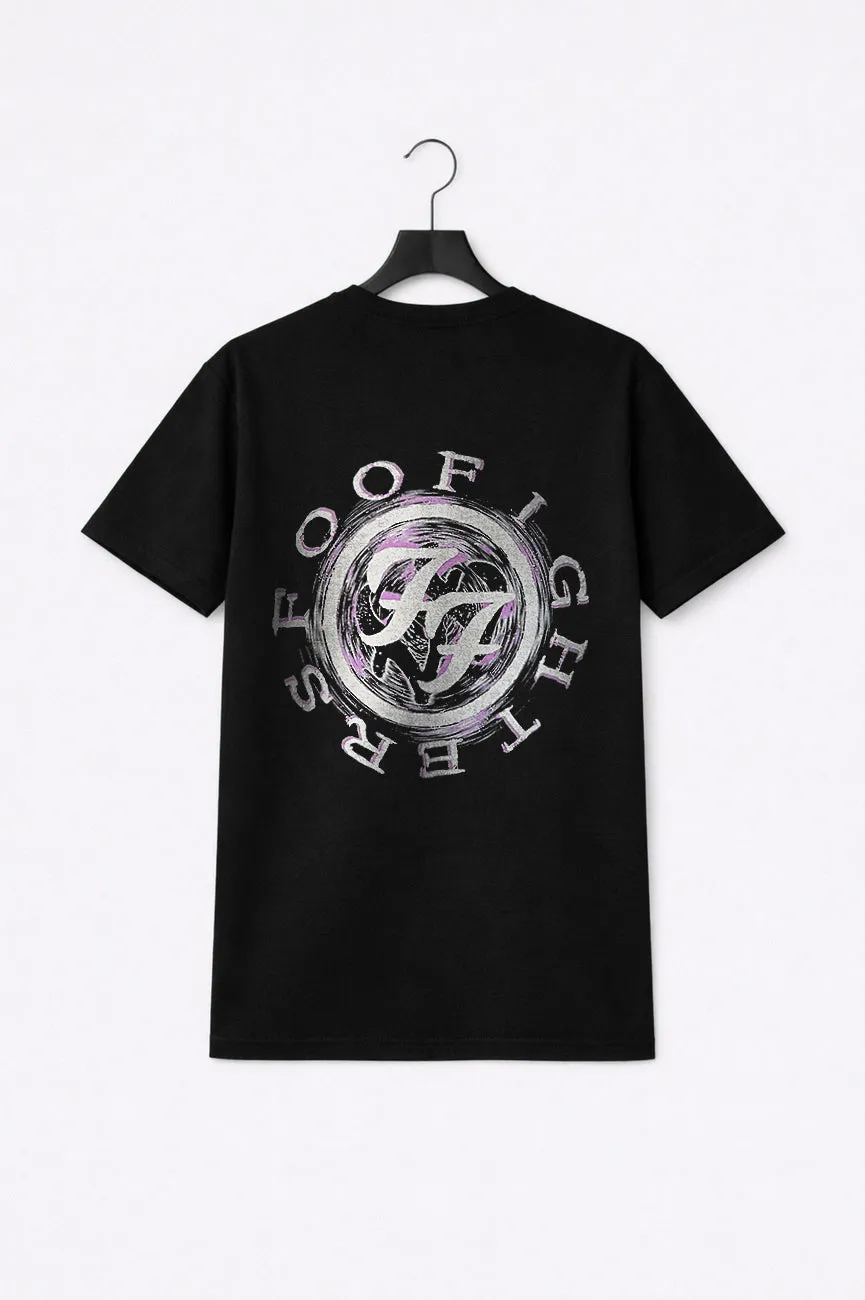 Foo Fighters Wheel Band Logo Shadow Premium Carbon Finish T Shirt sold by Paradiso Clothing