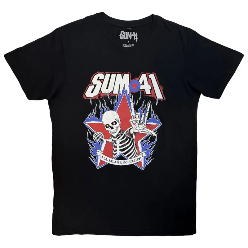Sum 41 All Killer No Filler Skeleton Premium Carbon Finish T Shirt made by Paradiso Clothing